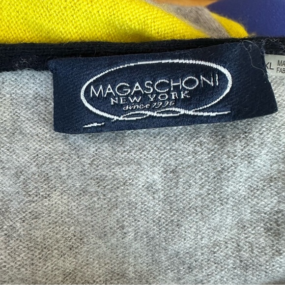 Soft 100% Cashmere Gray Yellow Sweater Dress Warm Magaschoni Knit Woven - Picture 5 of 7